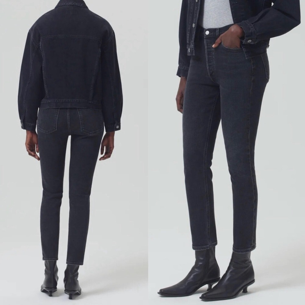AGOLDE Nico High Rise Slim Fit Jeans Black Button Fly Size 27